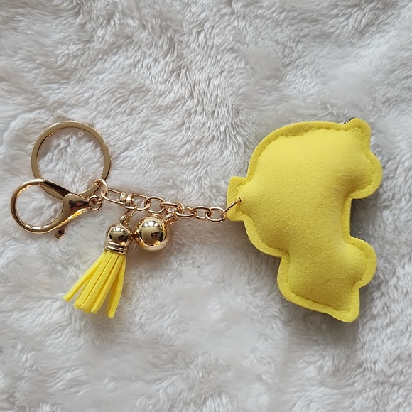 Yellow Taxi Rhinestone Car Keychain Bag Charm - Picture 3 of 4